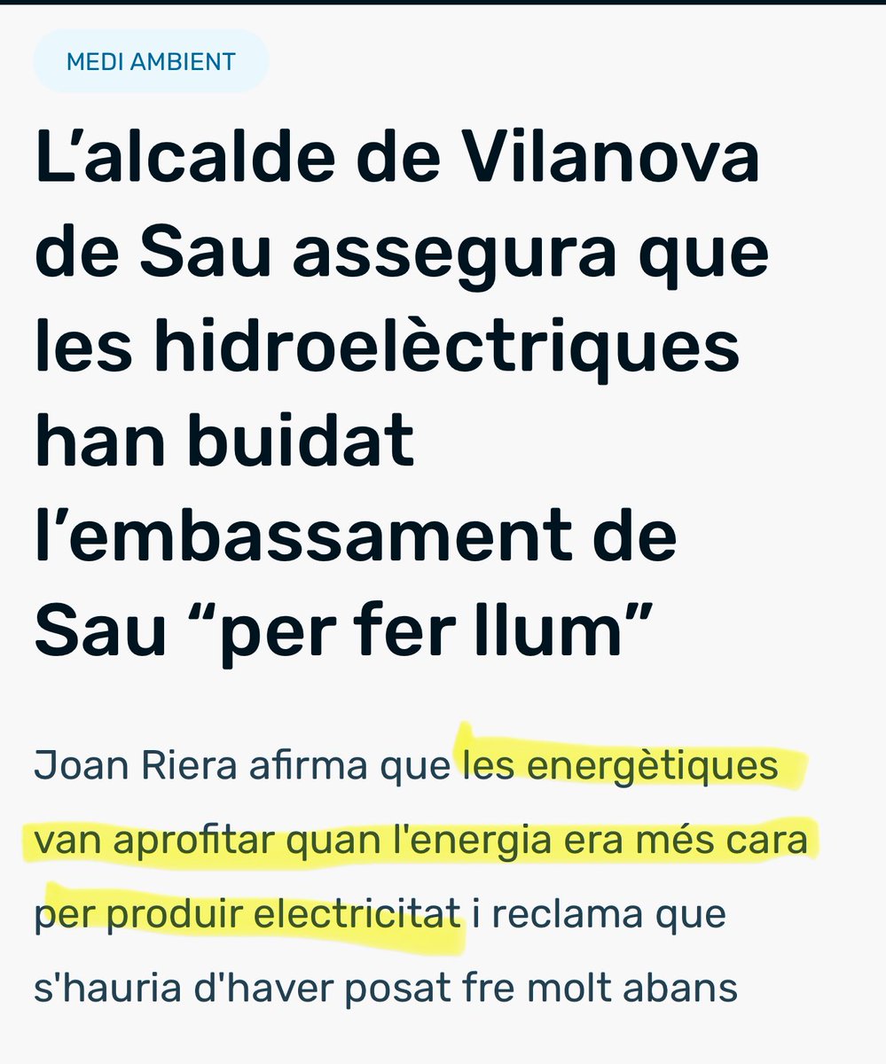 Ara que ja som en emergència per sequera és un bon moment per recordar que les elèctriques van buidar els embassaments per guanyar més diners quan els preus de l'energia estaven pels núvols 🤷🏻‍♂️