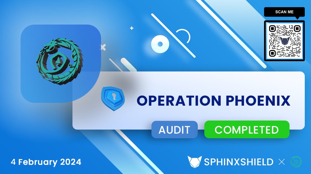 🛡️We've finalized the audit report for Operation Phoenix!
🚀Kudos to @Op_PhoenixChain for their dedication to security. Our website is undergoing updates to a web3 platform. Meanwhile, find the audit report on our GitHub. #SphinxShield #OperationPhoenix #AuditReport