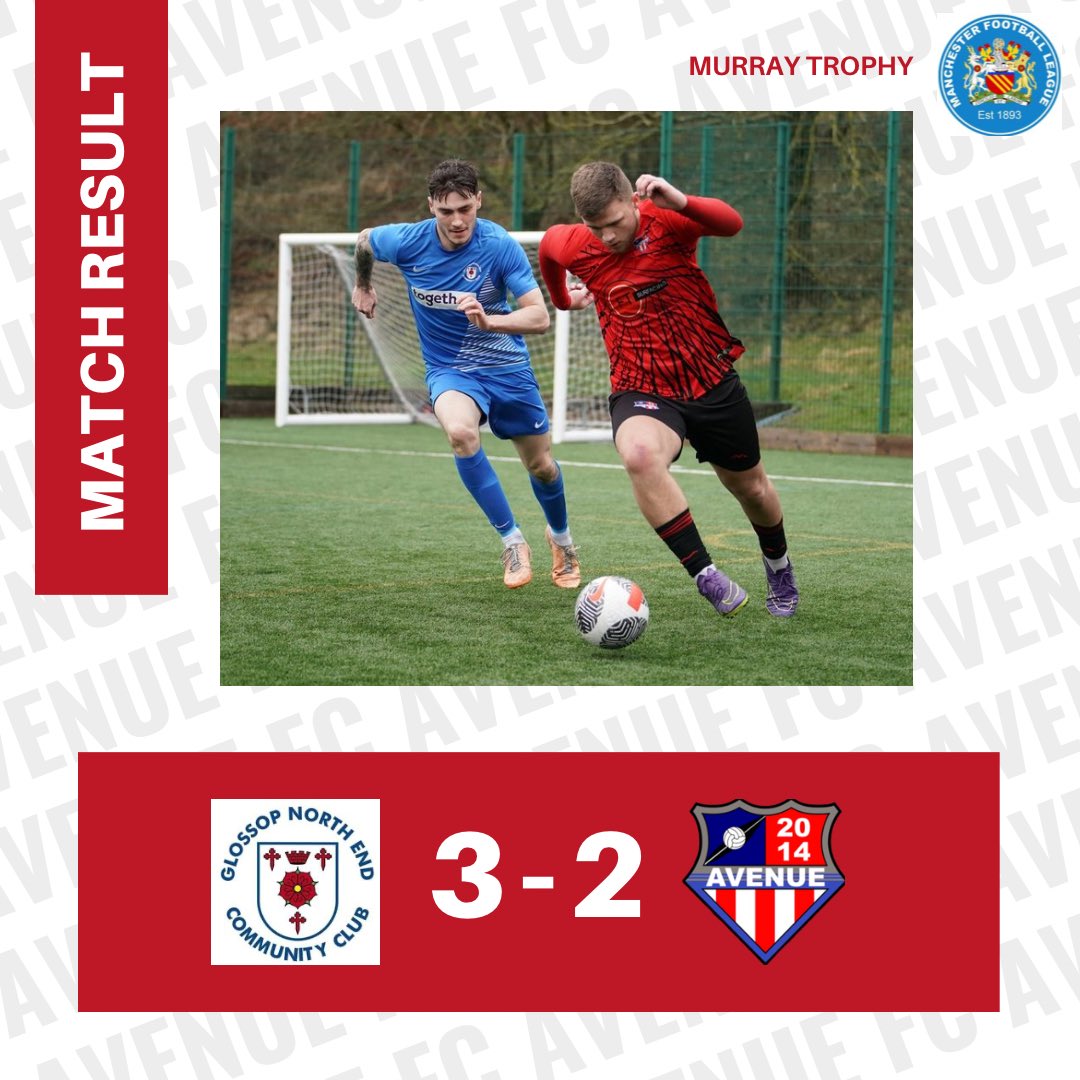 Murray Trophy Result -: Glossop NE 3-2 Avenue ⚽️ Kieran Newton ⚽️ Callum Ormrod 🅰️ Kieran Newton 🅰️ Mikey Dodgson 🔴⚫️🔵 *Photo Credit - @shipton1975 Proudly Sponsored by -: FT Surfacing Go4Raw Rothwells SuperTravel #AvenueMFL #AvenueFC #UpTheAve