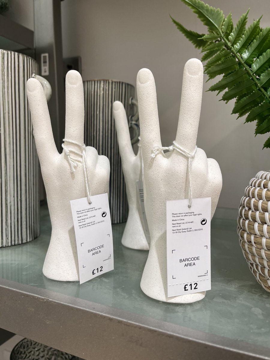 deester39's tweet photo. The ‘peace hand “ ornament in Next has not been thought out! #funnyfail #LovePlymouth https://t.co/9OZvVDBIDa