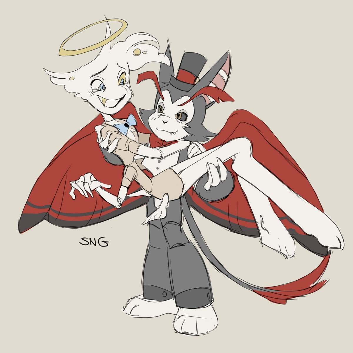 D0BLETR0BLE's tweet photo. ! SPOILERS FOR THE NEW SERIES!

It's sad that they can never be together...
#HazbinHotel #HazbinHotelSpoilers #AngelDust #HazbinHotelFanart #HazbinHotelHusk #Husk https://t.co/vDJaYEfzb7