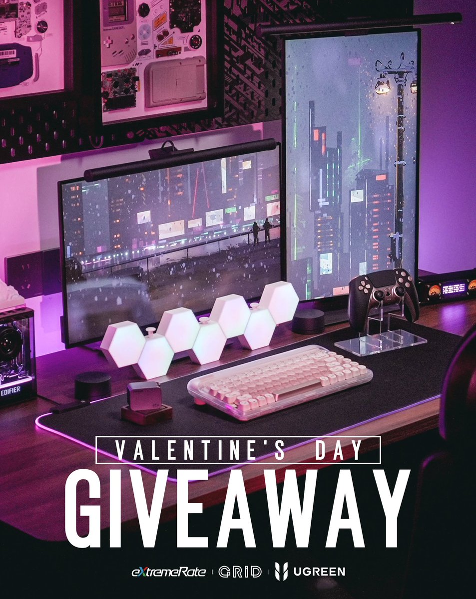 UGREENOfficial's tweet photo. "🩷🖤 Valentine day's #Giveaway 🖤🩷

eXtremeRate teams up with 3 amazing brands for a game/tech-lover's dream giveaway this Valentine’s Day. 
Get ready to add a touch of love to your Valentine's Day desktop with amazing gadgets and accessories! 😍 https://t.co/21DLlh3RVr