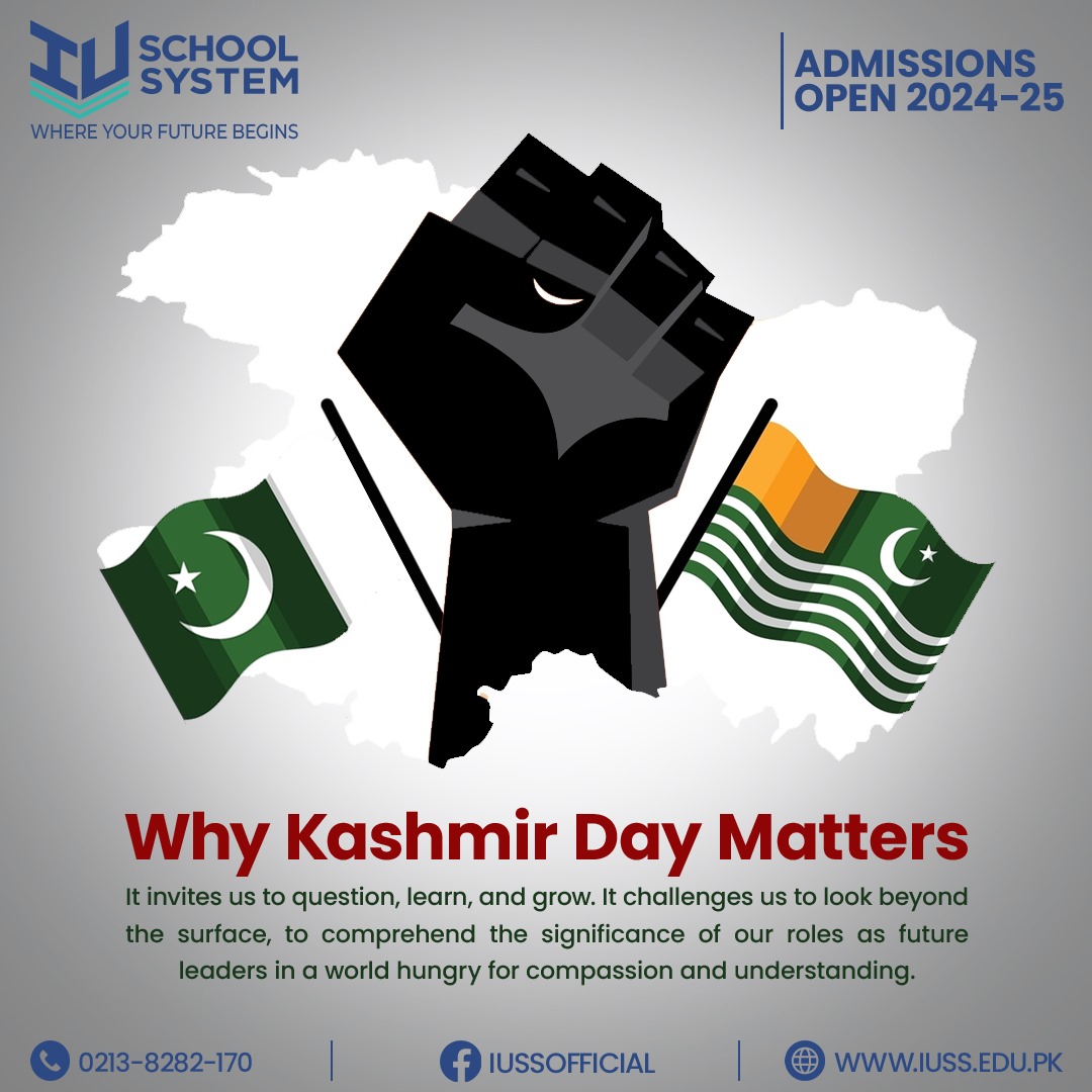 IUSchoolSystem's tweet photo. Kashmir Day matters to let us not forget the importance of empathy, compassion, and understanding. It urges us to stand in solidarity with those who are voiceless, and to work towards a future for a better world together.

#IUSS #dialogue #TogetherWeCan #Kashmir https://t.co/HaIKpAD4PV