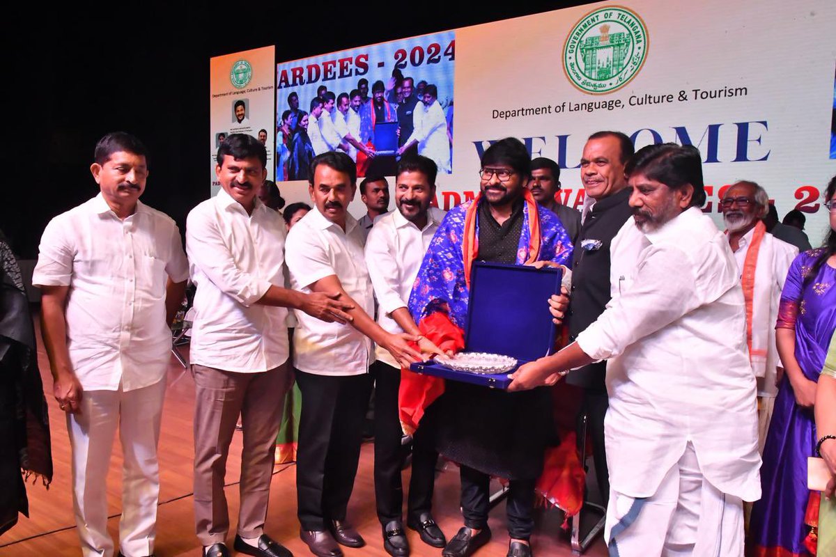 Padma Vibhushan awardee film actor #Chiranjeevi garu was honored by Telangana CM #RevanthReddy Garu and Ministers.