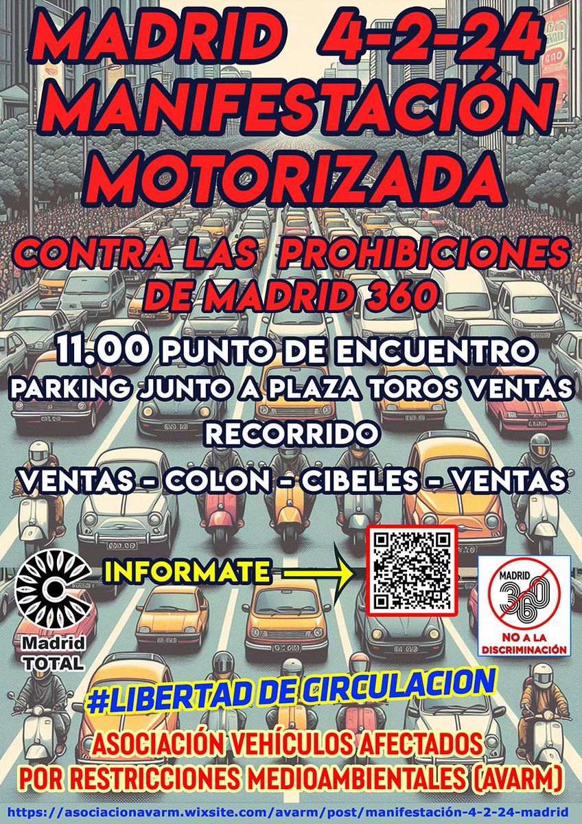 elDeAyuda's tweet photo. #porSiAyuda
Como digo siempre, yo simplemente doy la info objetiva (igual que los mapas de cómo se amplían ZBEs o las calles con parquímetros...)
#hoy en #Madrid, la manifestación es por la #libertaddecirculacion.
Para quien le interese, información y porqués en @SinPegatinaDGT https://t.co/8maoNDyf2m