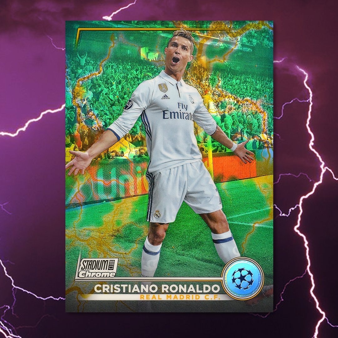 SecondCityCollx's tweet photo. Cristiano Ronaldo - 2023 Topps Stadium Club UEFA Green/Yellow Electric #7 Real Madrid C.F. #/125

#cristianoronaldo #realmadrid #soccer #topps #toppssoccer #toppsmls #soccercards #sportscards #americansoccercollectors https://t.co/JJNAw7QD8x