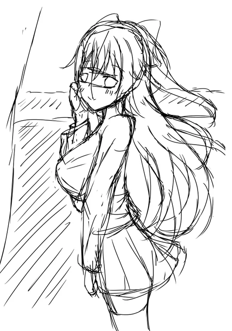 #このタグを見た人はラフ画とその完成絵を見せる 
最初からイメージが固まってる方のラフ(当社比)
#虹ヶ咲 #桜坂しずく 
