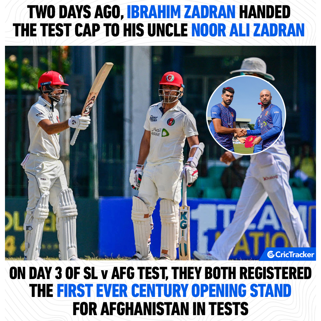 The nephew and uncle have entered the record books of Afghanistan Cricket 👏

Ibrahim 𝗭𝗮𝗱𝗿𝗮𝗻 🤝 Noor Ali 𝗭𝗮𝗱𝗿𝗮𝗻

#Cricket #CricketUpdates #SLvAFG #IbrahimZadran #NoorAli #AfghanistanCricketTeam #CricTracker