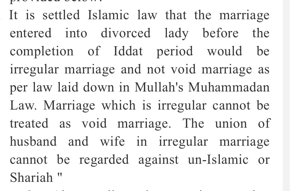 reema_omer's tweet photo. 1. You will find a lot of judgments that say marriage during iddat is irregular, not void

2. An irregular or even a void marriage isn’t a crime in Pakistan

3. IK, Bushra Bibi have been convicted under S. 496 PPC, which has been in the penal code since colonial times https://t.co/sVN8sUvTON