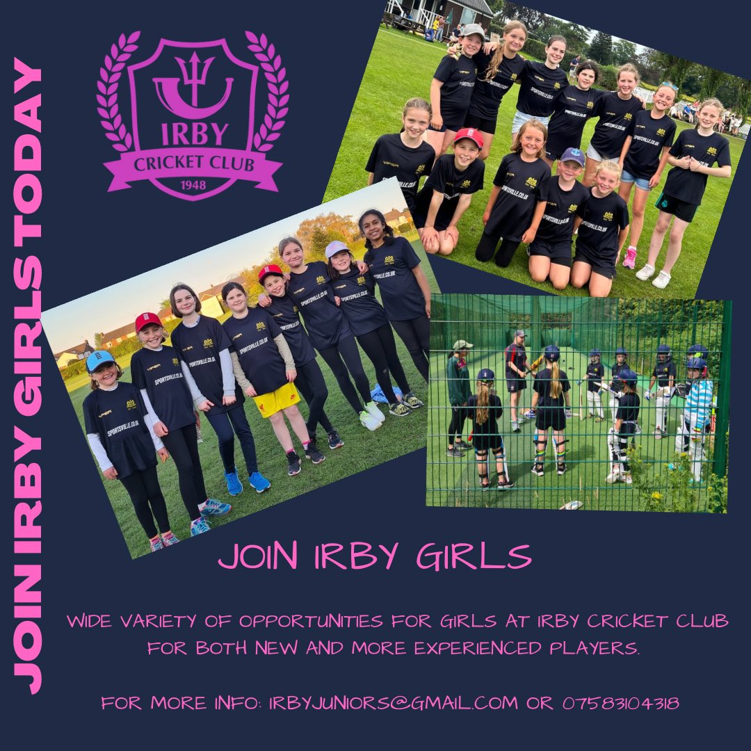 An opportunity for all U9 and U13 junior girls! Our already very popular U9 and U13 girls squad are looking for players! Contact head to our website to find out more. #junior #u9 #u13 #cricket #irby #wirral