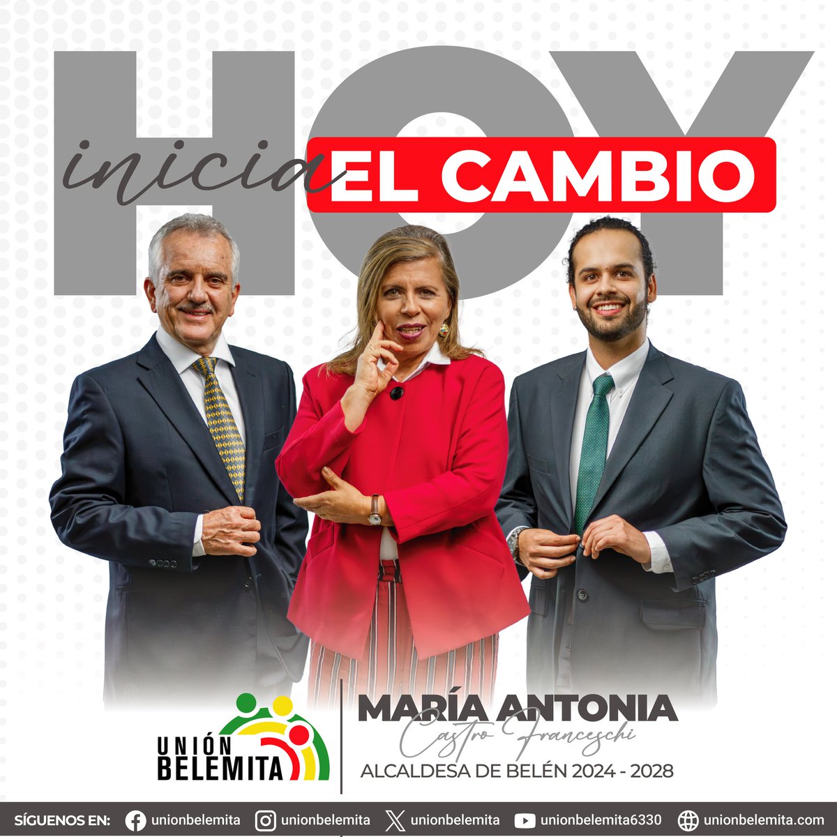 unionbelemita's tweet photo. ¡Hoy inicia el Cambio 🟢🟡🔴!
Es momento de tomar decisiones y crear futuro juntos en nuestro cantón.
Salgamos a votar y marcar Unión Belemita en las tres papeletas por un Belén Transitable 🚗, Verde 🌳, Seguro 🛡️, Saludable 🏥, Eficiente ⚙️ y Próspero 💼.
(1/2) https://t.co/ToWk3F0vPc