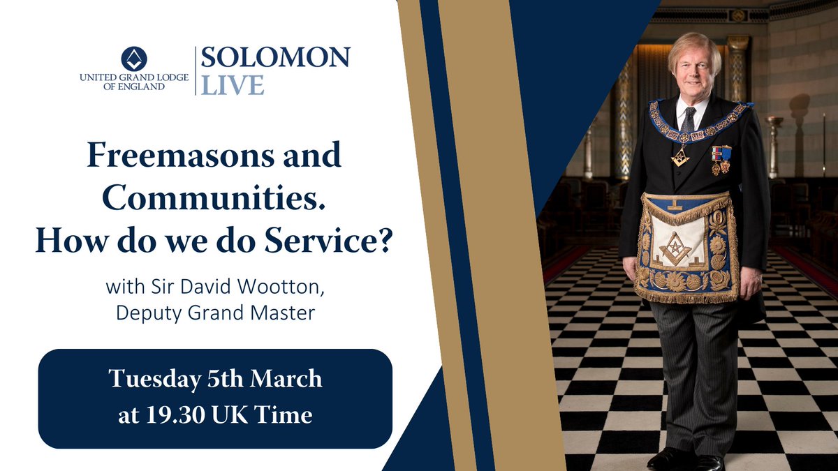 🫱🏽‍🫲🏼 Freemasons and Communities: How do we do Service?

Hear Sir David Wootton, the Deputy Grand Master,  discuss the profound meaning of Service for Freemasons and how we can do our part for the upliftment of others.

🎟️ Grab your place here ➡️ us06web.zoom.us/webinar/regist…