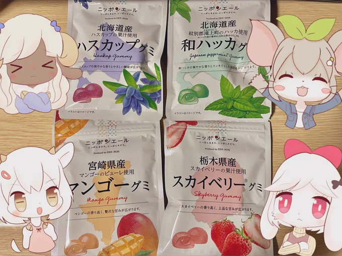 好きなグミのシリーズ!うちの子たちをイメージして選んだ🫐🍀🥭🍓 