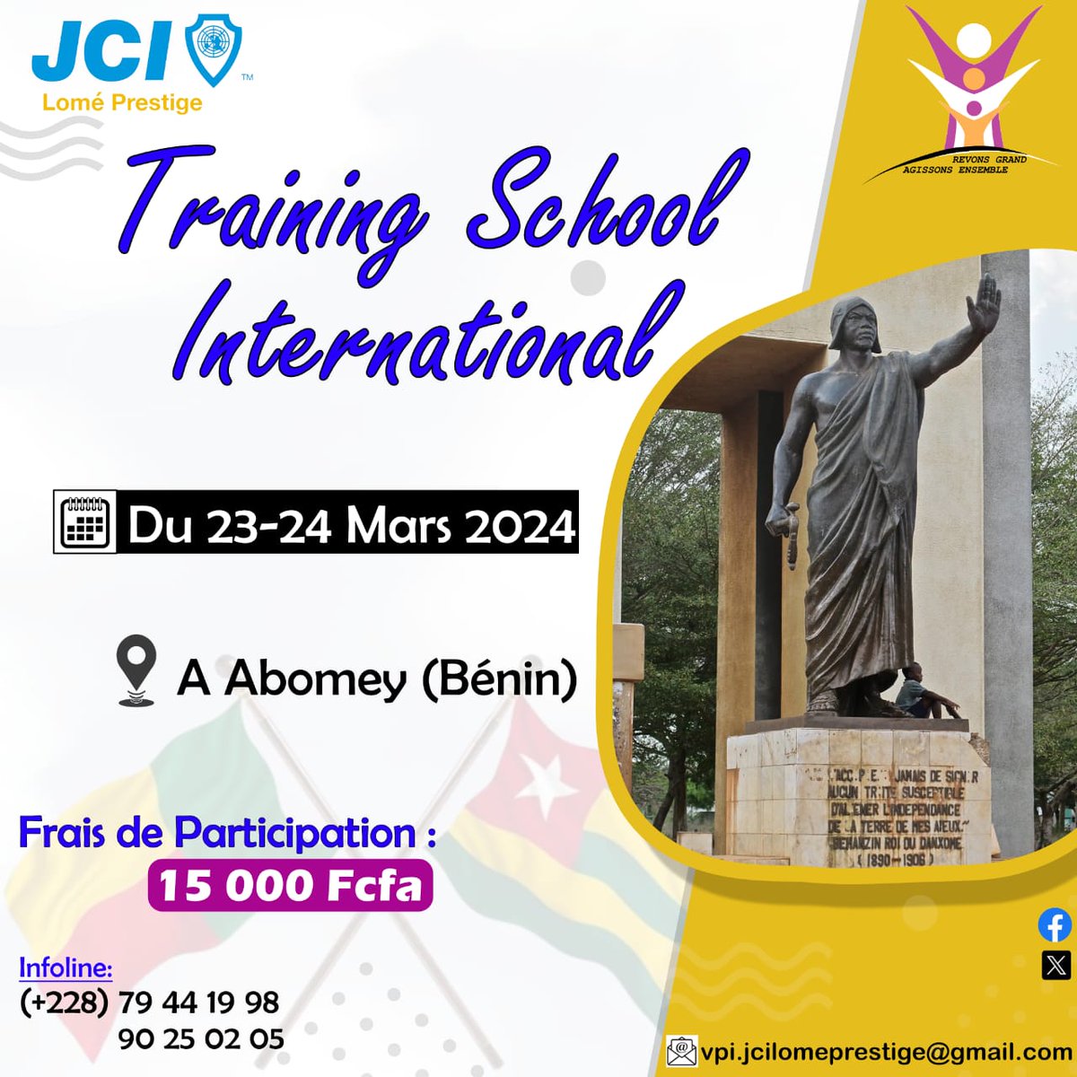 Le Training School International (TSI) est une occasion exceptionnelle d'amitié et de partage avec nos ami(e)s de la JCI Cotonou Soleil. Elle a lieu chaque année soit au Togo, soit au Bénin.