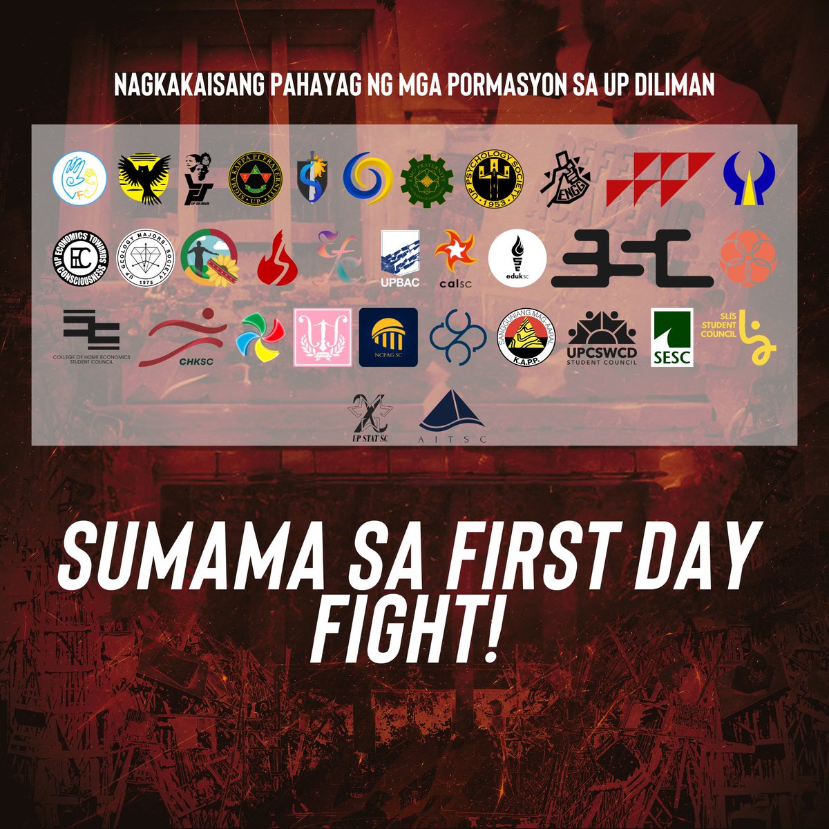 USCUPDiliman's tweet photo. 𝐈𝐛𝐚𝐥𝐢𝐤 𝐚𝐧𝐠 𝐤𝐚𝐥𝐬𝐚𝐝𝐚 𝐚𝐭 𝐩𝐚𝐦𝐚𝐧𝐭𝐚𝐬𝐚𝐧 𝐬𝐚 𝐦𝐚𝐬𝐚!
𝐈𝐛𝐚𝐬𝐮𝐫𝐚 𝐚𝐧𝐠 𝐏𝐔𝐕𝐌𝐏! 𝐈𝐛𝐢𝐠𝐚𝐲 𝐚𝐧𝐠 𝐃𝐢𝐥𝐢𝐌𝐚𝐥𝐥 𝐬𝐚 𝐤𝐨𝐦𝐮𝐧𝐢𝐝𝐚𝐝!

Manifesto of Unity to stand in solidarity against campus commercialization https://t.co/d0ssGcHUsq