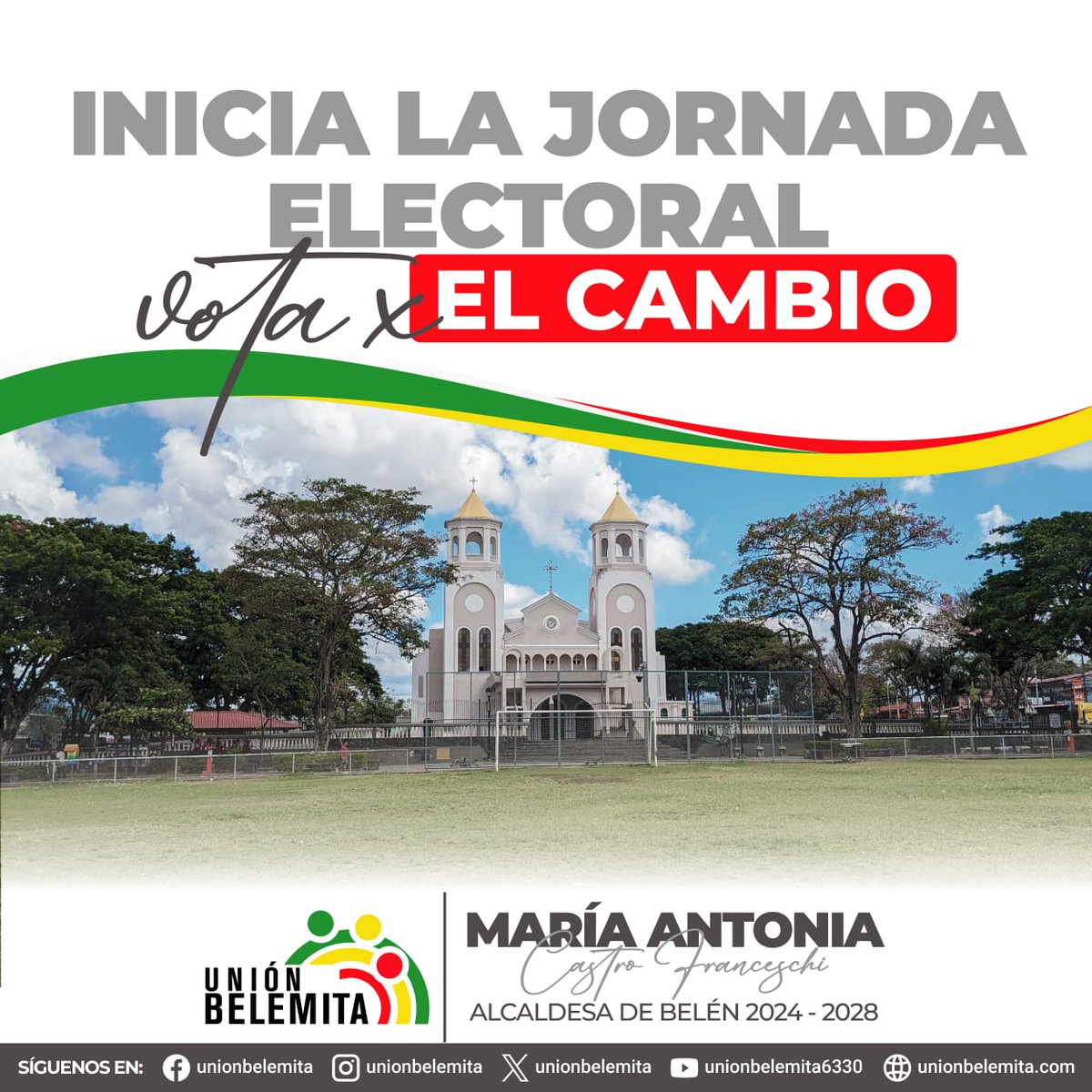 unionbelemita's tweet photo. Hoy inicia el Cambio 🟢🟡🔴
Acerquémonos a nuestro Centro de Votación respectivo y elijamos el cambio que nuestro Belén necesita.

📍 San Antonio: Escuela España.
📍 La Ribera: Escuela Fidel Chaves Murillo.
📍 La Asunción: Escuela Manuel del Pilar Zumbado.
Seamos los...
(1/2) https://t.co/NR4Hp60RL4