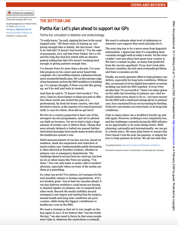 parthaskar's tweet photo. Way back in January 2022...when we were just coming 'out' of the pandemic?
I had written about Peter Parker-the GP

Via @bmj_latest
And the need of an "Elective Care Fund" for primary care

I wish someone, somewhere in the corridors of power had listened

https://t.co/4OzfpdItCa https://t.co/fuklOHdcKZ