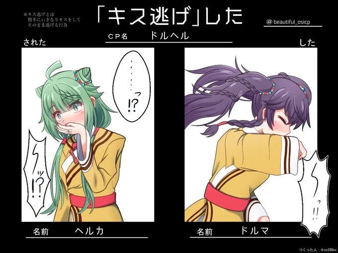 ドルヘル
キス逃げのやつ……
※テンプレお借りしましたm(_ _)m
#マギアレコード #マギレコ #ドルヘル 