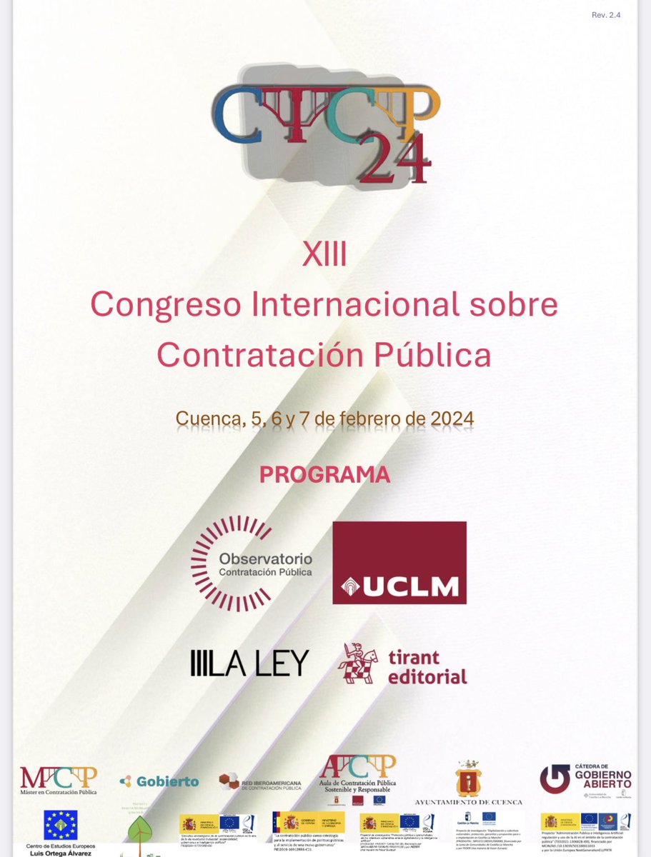 mccamposacunha's tweet photo. Cogiendo fuerzas 💪🏼 para la intensa semana que empieza…
1️⃣Congreso Internacional de Contratación Pública en Cuenca @uclm_es @LaLeyNext #OBCP 🚆
2️⃣ Seminario Internacional de Integridad y Cumplimiento Normativo en #RepúblicaDominicana, con el Defensor del Pueblo 🇩🇴 #PUCMM ✈️ https://t.co/y0vi6nifsJ