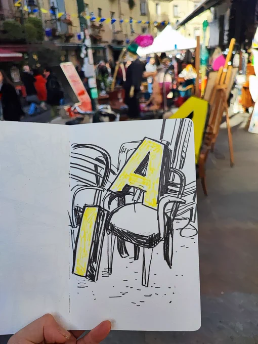 カーニバルでUrban sketch 楽しかった