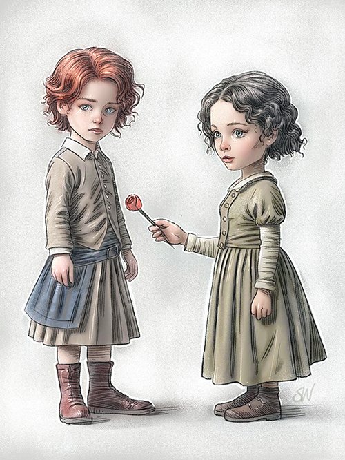 Little Jamie and Claire sketch and color.