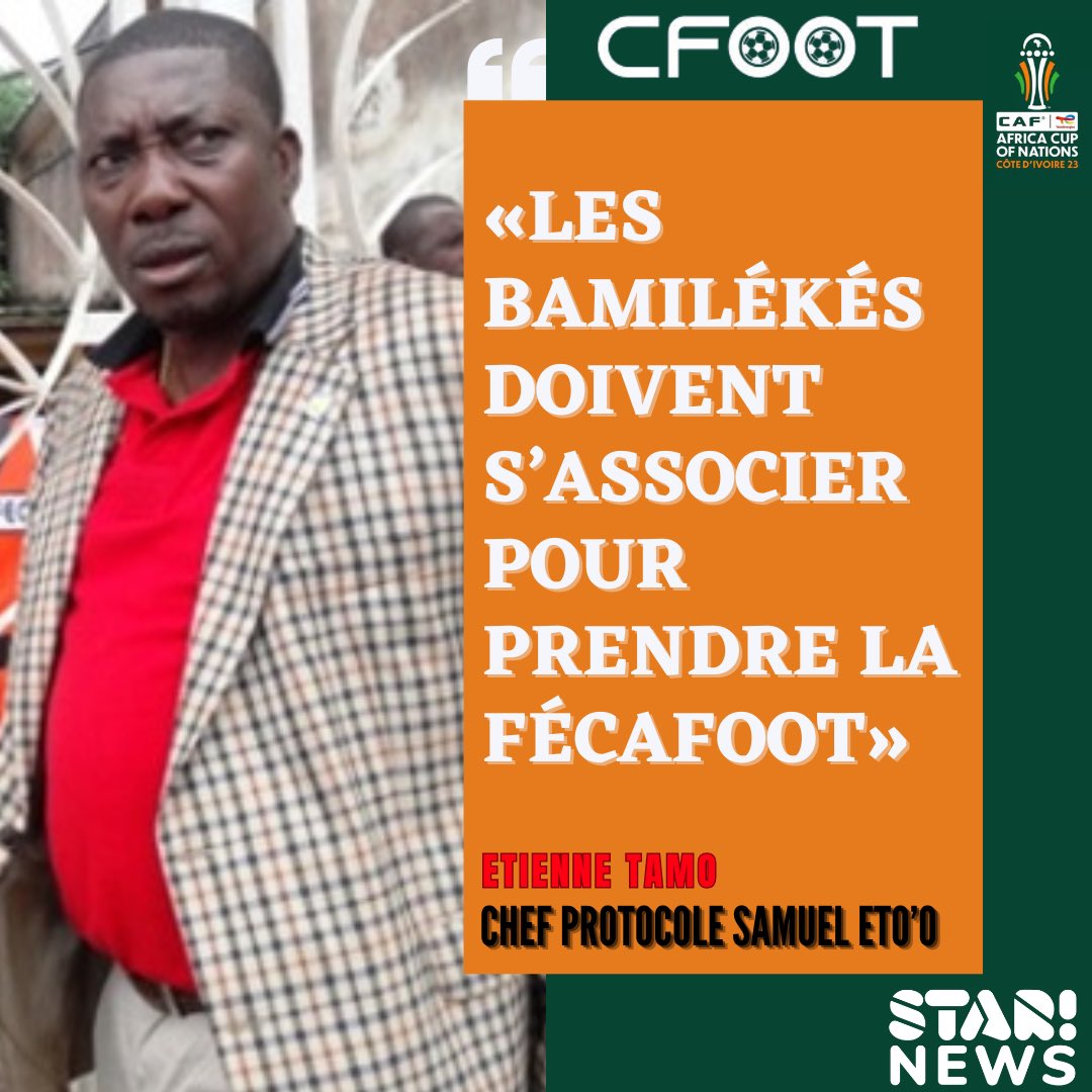 cfootcameroun's tweet photo. 🎙️ Étienne Tamo (Chef protocole Samuel Eto’o) : «Je suis fatigué du train-train de la Fécafoot. Si ce n’est pas un Haoussa c’est un Béti et si ce n’est pas un béti c’est un Haoussa alors que nous [Bamilékés, Ndlr] finançons le football et nous avons des équipes partout…. 1/4 https://t.co/BZbLgRZGpx