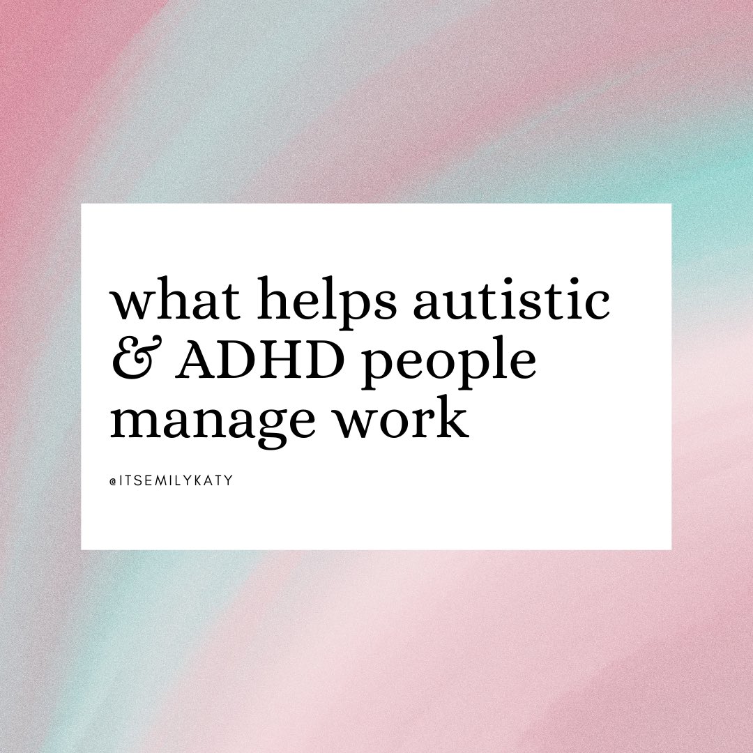 Part two. I asked autistic and ADHD people about the challenges they face at work and what helps or would help them. Out of approx 1500 replies, these were the most common responses about what helps, in order.👇🏻