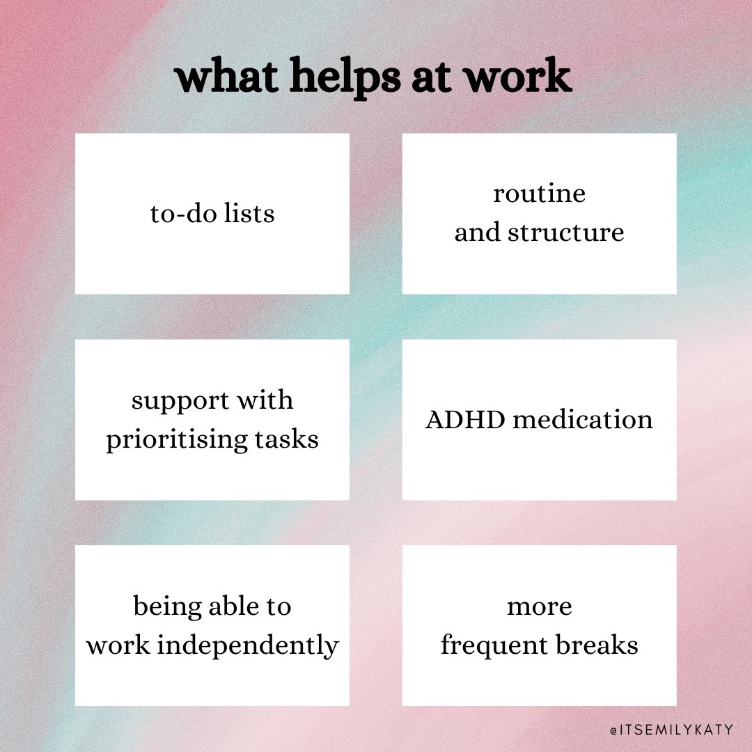 What helps autistic and ADHD people at work.