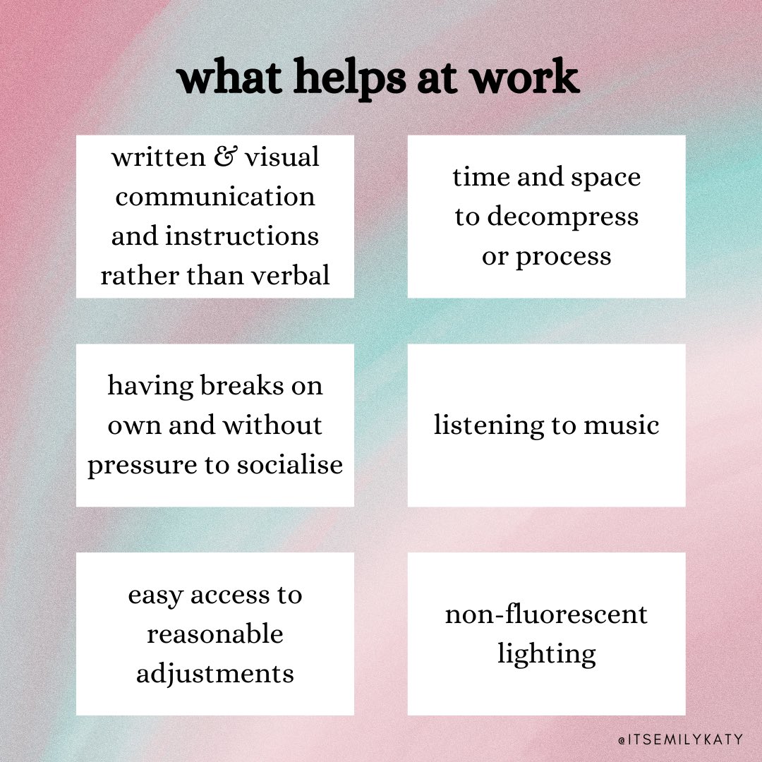 What helps autistic and ADHD people at work.