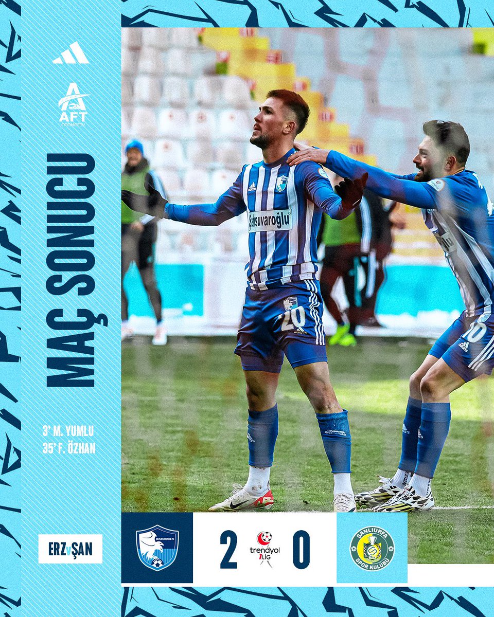 Erzurumspor's tweet photo. Evimizde 3 puan bizim! 💪
#ERZvŞAN | 2-0 https://t.co/JJU1FHZGGV