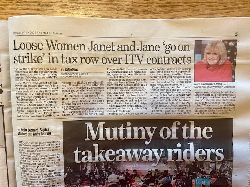 The #IR35 debacle continues. The reported frustrations at #ITV Loose Women aren't unique. Lorraine kelly (out IR35); Eamonn Holmes (in IR35); Kaye Adams (out IR35) - a tough game of spot the status difference. Sympathies with all broadcasters trying to navigate the rules. After
