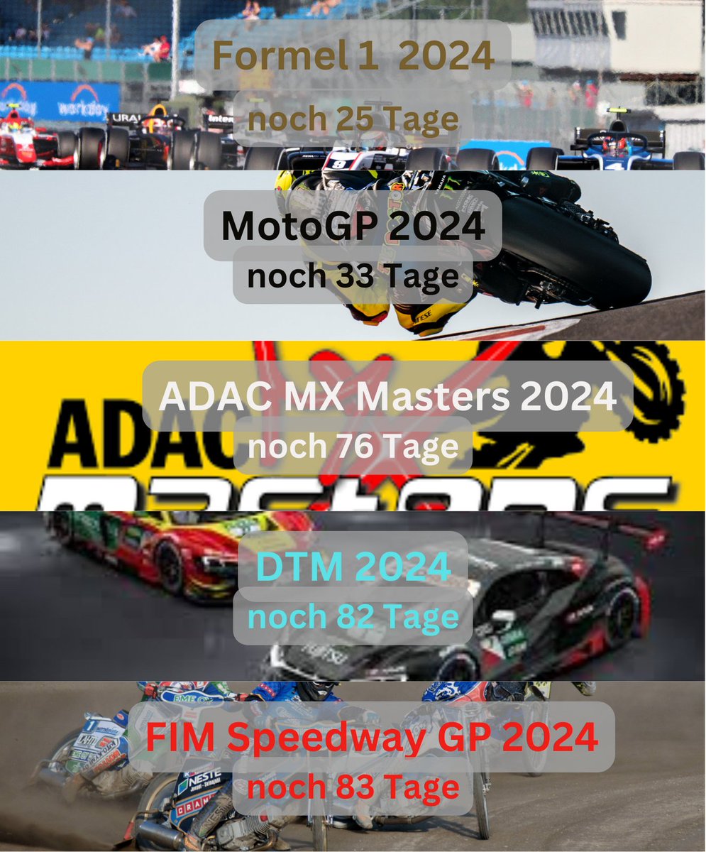 HERIMEXX_AG's tweet photo. Bald geht's wieder los ... https://t.co/ShyiGqLhwu
#formel1
#MotoGP
#ADACMXMasters
#DTM
#FIMSpeedwayGP
#racingde
#racing_gold https://t.co/c2eBcA4aos
