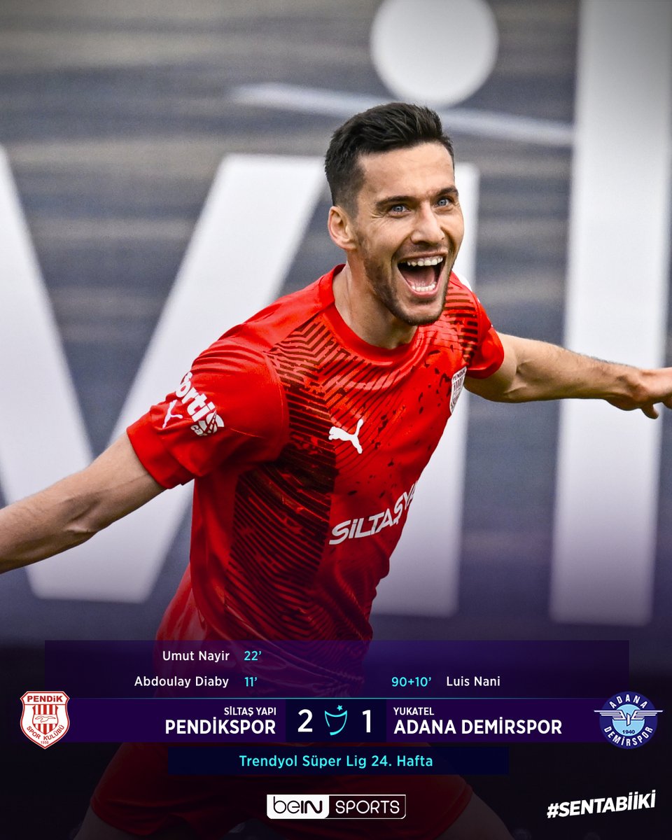 beINSPORTS_TR's tweet photo. ⚽ Maç Sonucu: Siltaş Yapı Pendikspor 2-1 Yukatel Adana Demirspor | #TrendyolSüperLig #SenTabiiKi #PENvADS https://t.co/AacBNbbuTN