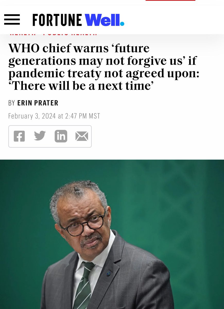 It’s quite the opposite imo. The future generations will not forgive us if we let the Pandemic Treaty and Amendments to IHR pass and be implemented . #ExitTheWHO 

“Future generations may not forgive the World Health Organization’s member nations, should they fail to agree on a