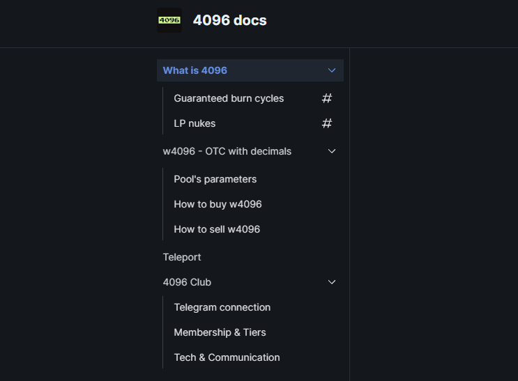 Just updated docs docs.4096.cash &amp; 4096 website 4096.cash for quicker navigation

🔥21.16%, or 867/4096 tokens are burned at this moment, almost 90 extra since the last month (~$20k in value on the current MC in a month)

4096 Club is the next step #ERC4096