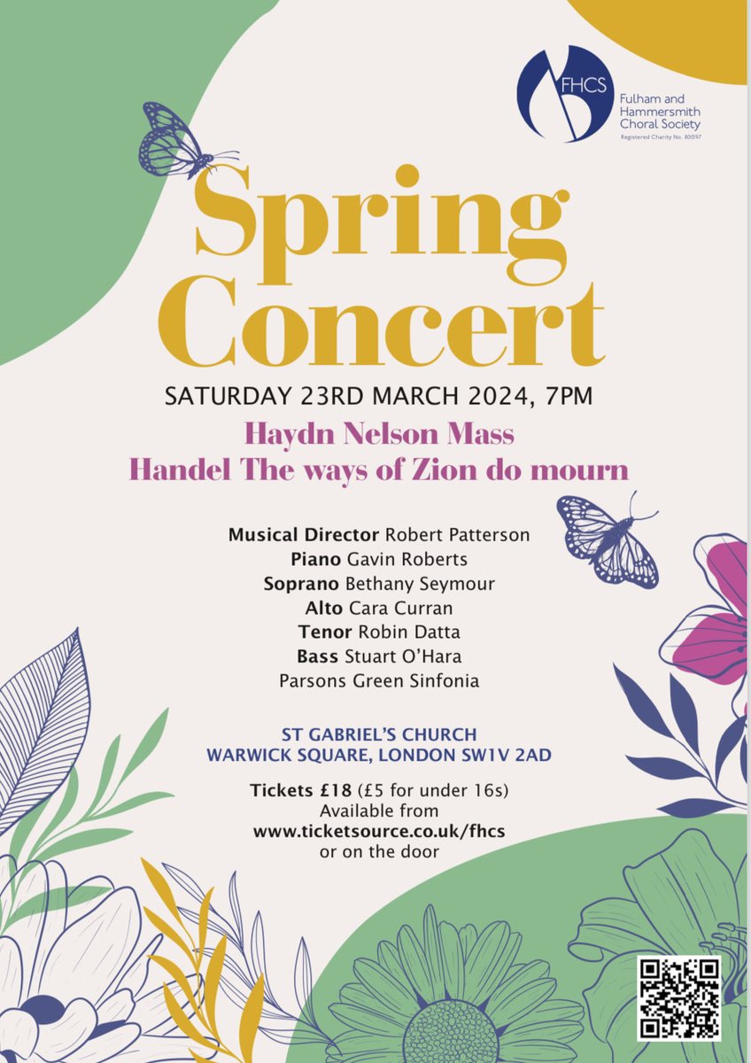 FHCSings's tweet image. Diary alert 📣 
Can’t get enough Haydn Nelson Mass? Join us for our Spring Concert on Sat 23 March, St Gabriel’s Pimlico 7pm, programmed with Handel’s The Ways of Zion do Mourn, composed for the funeral of the hugely admired Queen Caroline.
See web for more info &amp;amp; to book tickets