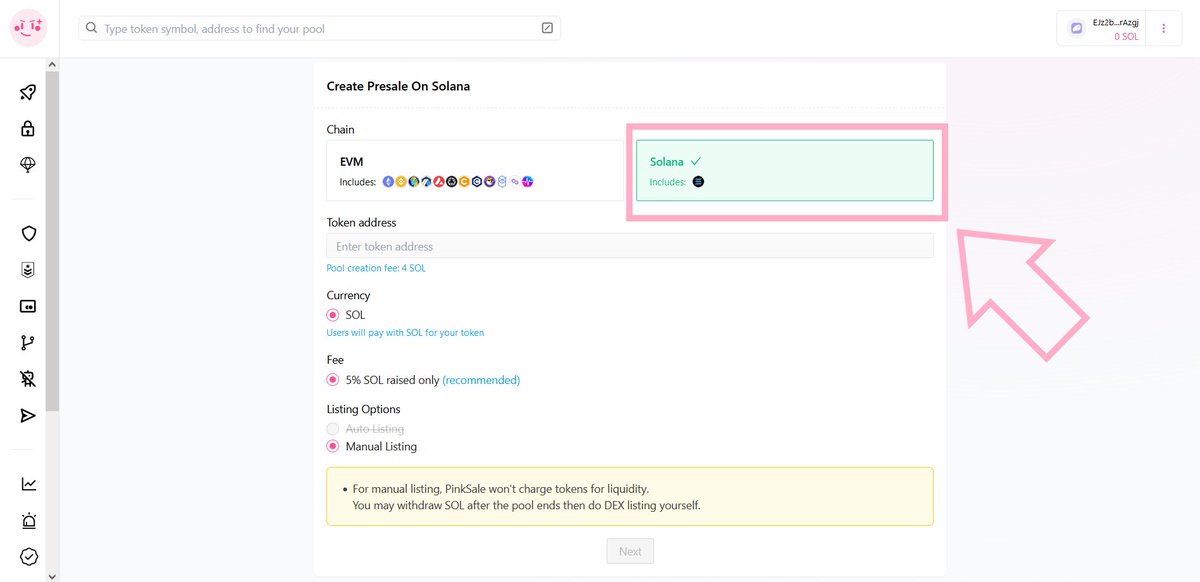 🚨Pinksale is now on Sol!🚨

👌We couldn't be happier to announce the long awaited incorporation of #Sol to #Pinksale is finally here!

🔥We have integrated Solana into our beta version UI. Please visit Beta.Pinksale.finance to see, invest and create sales on SOL chain.