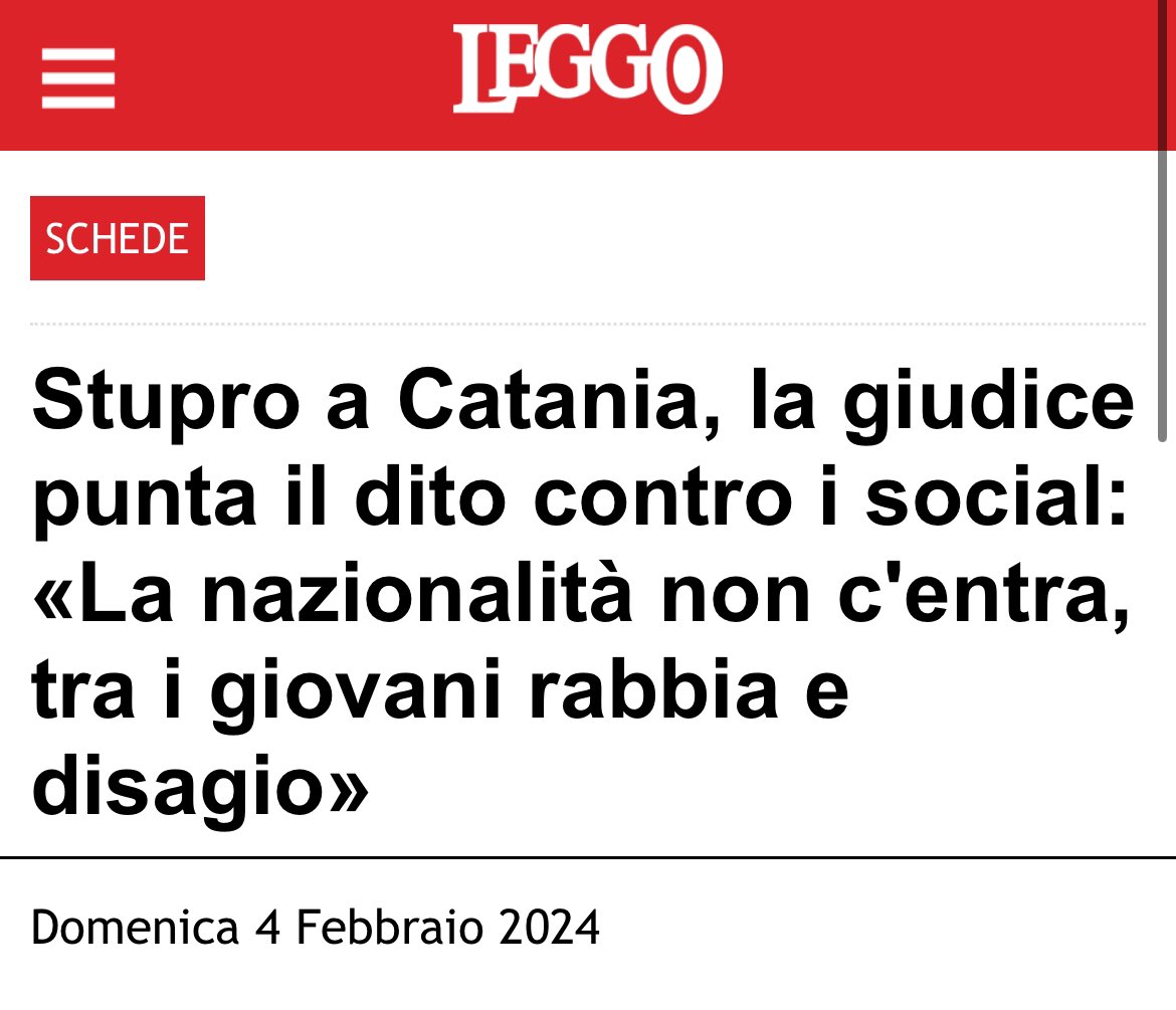 Stupratori italiani 👉 colpa dei “figli sani del patriarcato”

Stupratori immigrati 👉 colpa dei social network 
#Catania #migranti