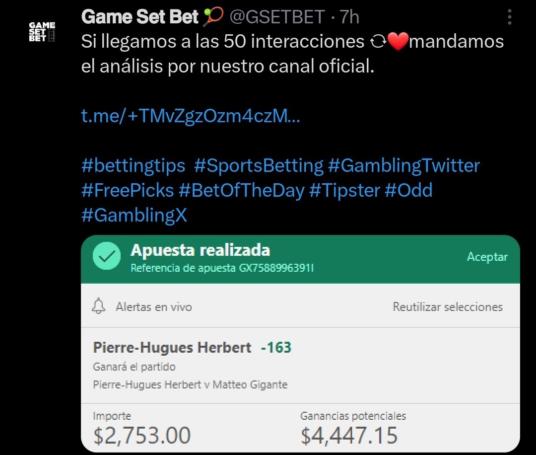 GSETBET's tweet photo. Record: 7✅️ 2❌️
https://t.co/WgisUj74Oq…

#bettingtips  #SportsBetting #GamblingTwitter #FreePicks #BetOfTheDay #Tipster #Odd #GamblingX https://t.co/WD1dZgnlBN