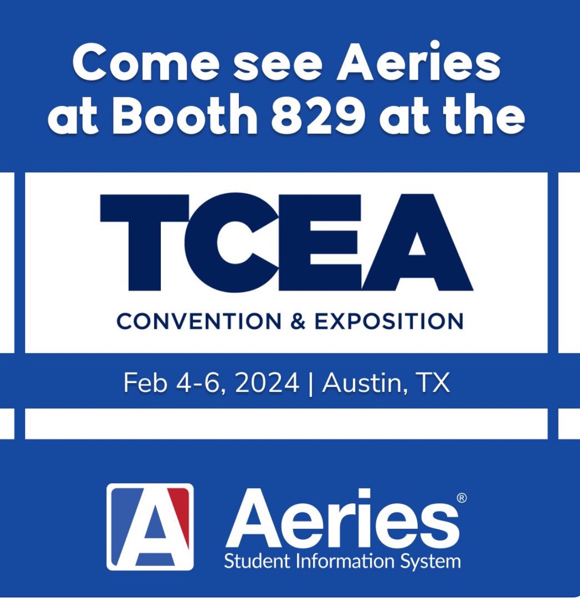 Headed to #TCEA24 today! Come say 'Hi' at booth 829! @AeriesSIS #TCEA #edtech