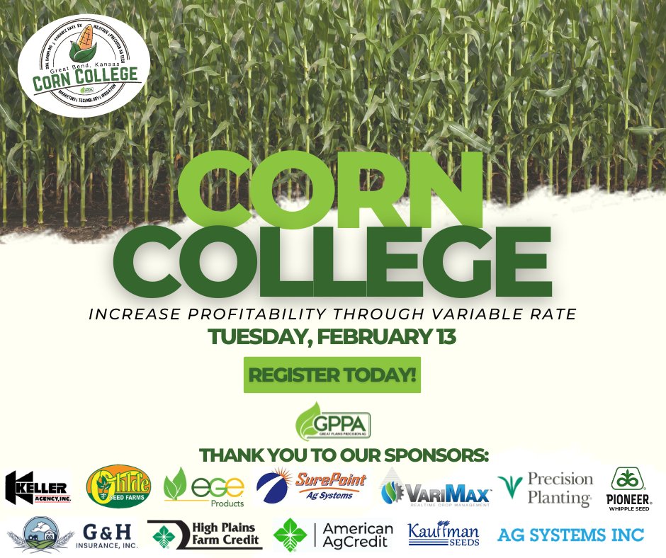 gppa_precision's tweet photo. Join us for a free hot meal and “graduate” with a degree from Corn College! Topics include: 2023 in review, soil sampling/testing, Variable Rates, Fertilizer Recs, weather, &amp; marketing/economics updates. Registration by Feb. 9 required
https://t.co/4gDOTU6Exx https://t.co/iU5EuTePEm