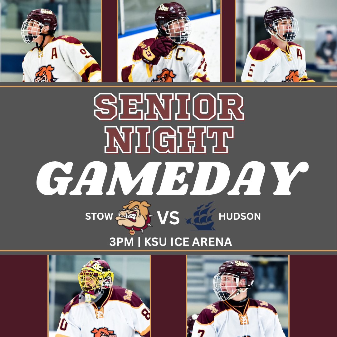 stowicehockey's tweet photo. ITS GAMEDAY! Come out and cheer on our Seniors in their last home game against Hudson. Free admission for all Stow students wearing Stow gear! https://t.co/SXkFv3SvUp