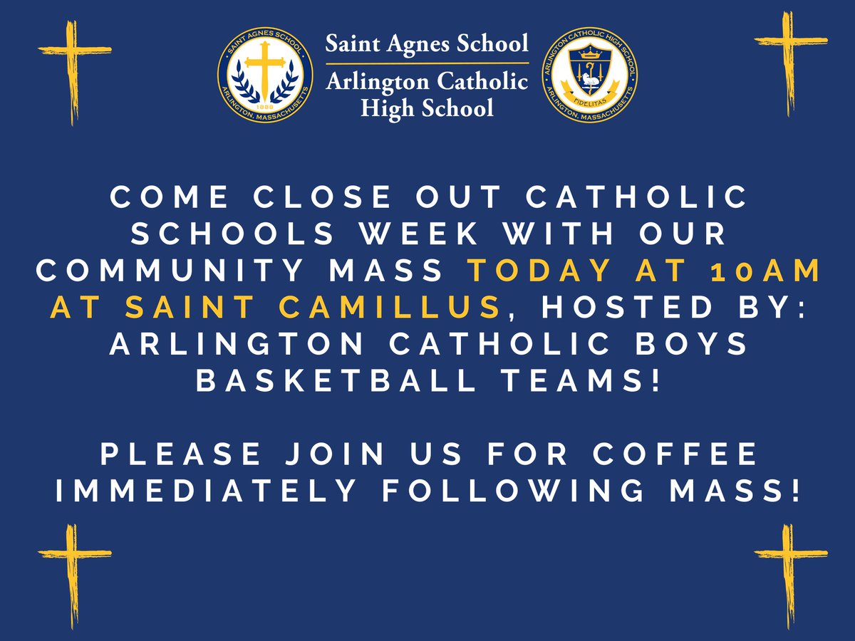 achssas's tweet photo. JOIN US THIS MORNING ✝️ #CatholicSchoolsWeek #CSW2024 #WeAreSASAC #RCAB #OneCommunityOneSchool #RigorousCurriculum #FaithBased #AlwaysLearning #CatholicEducation #LoveThyNeighbor #Arlington #LoveAndServe #ArlingtonMA #WalkHumblyWithGod https://t.co/BftQgcVsxp