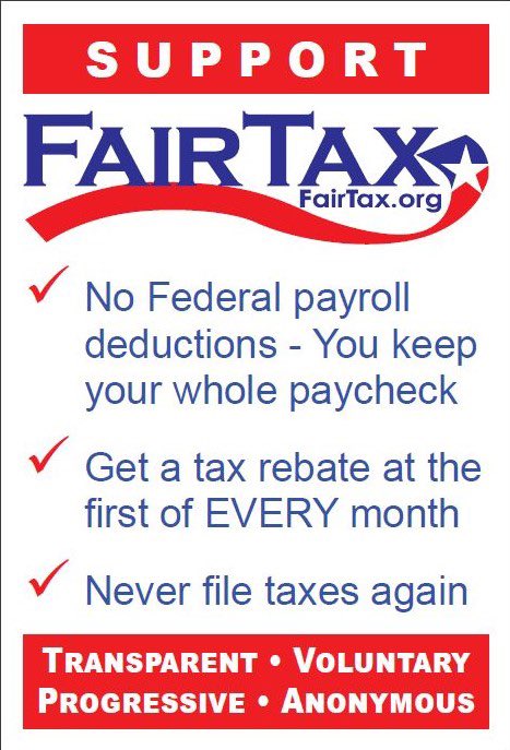 anmorton's tweet image. The #FAIRtax Act (HR 25) gives families a monthly tax rebate and lets workers keep their whole paycheck. #IfYouCared you would be loudly speaking its support from the floor. #WalkTheTalk