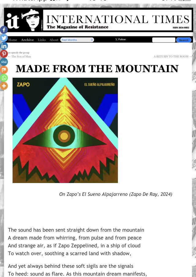 Great poetic response by <a href="/DErdos6/">David Erdos6</a> on <a href="/intltimes/">International Times</a> to my latest Zapo album release check it out

internationaltimes.it/made-from-the-…