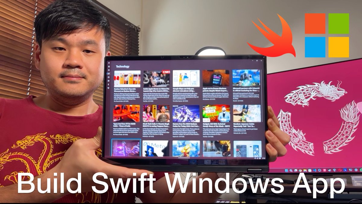 I just published a new video tutorial 'Build Full Swift Windows News App with WinSDK | WinUI | Swift-WinRT' youtu.be/hbo98xNLzog We'll build from scratch a full Swift modern Windows app using @browsercompany OSS project swift-winrt language projections. #iosdev #Windows11