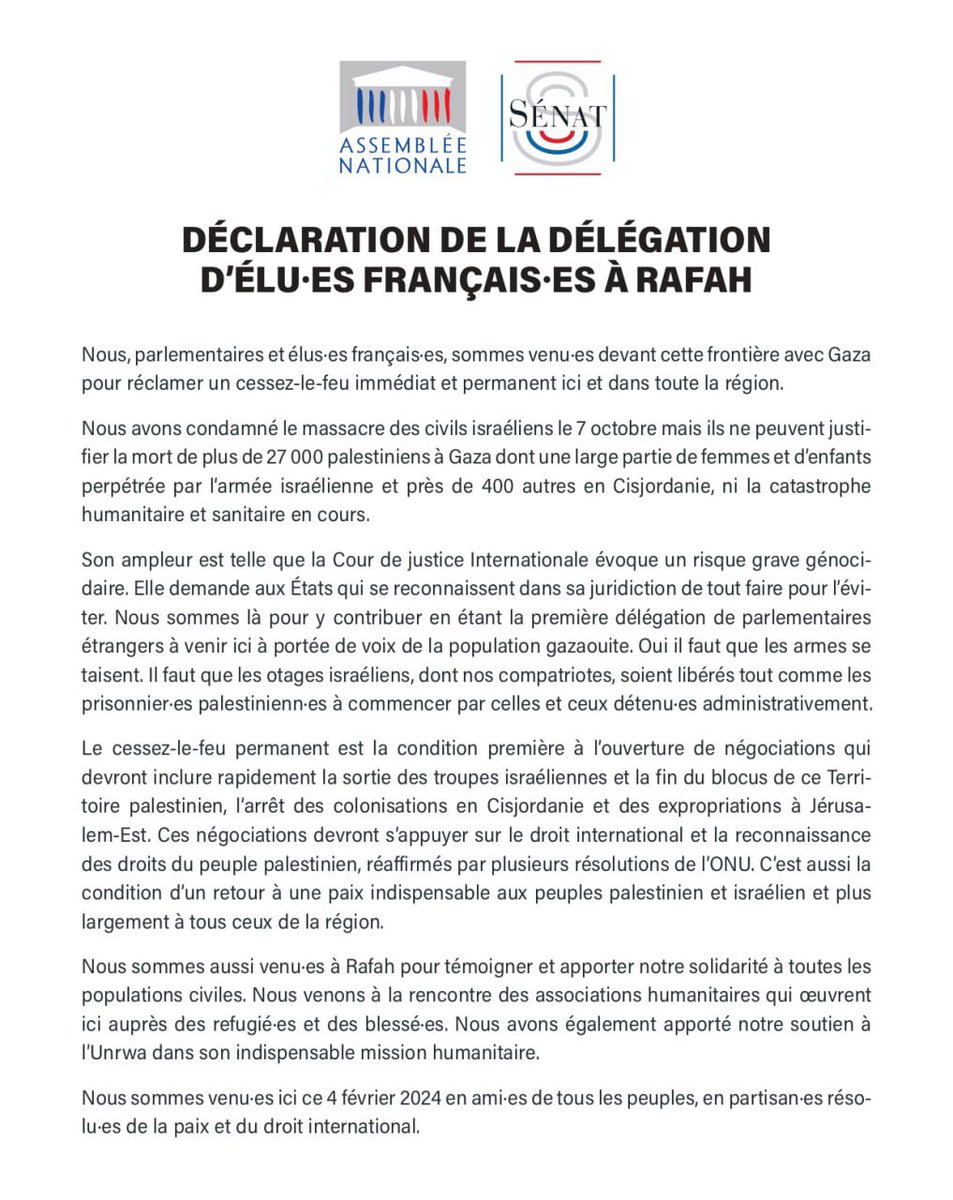 ericcoquerel's tweet photo. 🔴Devant le poste frontière de Gaza, nous lisons la déclaration de notre délégation de parlementaires.

#ceaserfire #rafah #cessezlefeu https://t.co/wrsMG35g87