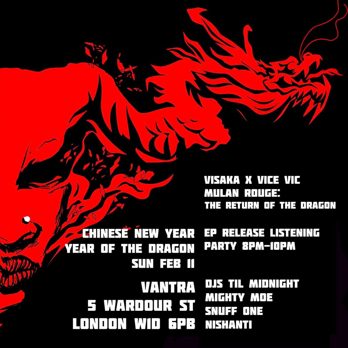 Burnt Bridges (@djburntbridges) on Twitter photo #YearOfTheDragon.. #CHINESENEWYEAR PARTY SUNDAY FEB 11TH AT <a href="/vantralondon/">Vantra</a> #SOHO.. #VISAKA EP LISTENING PARTY 8PM-10PM + DJS til MIDNIGHT with @DJSnuffOne <a href="/MightyMoe/">Mighty Moe</a> #Nishanti .. #YearOfTheDragon.. #CHINESENEWYEAR PARTY SUNDAY FEB 11TH AT <a href="/vantralondon/">Vantra</a> #SOHO.. #VISAKA EP LISTENING PARTY 8PM-10PM + DJS til MIDNIGHT with @DJSnuffOne <a href="/MightyMoe/">Mighty Moe</a> #Nishanti ..