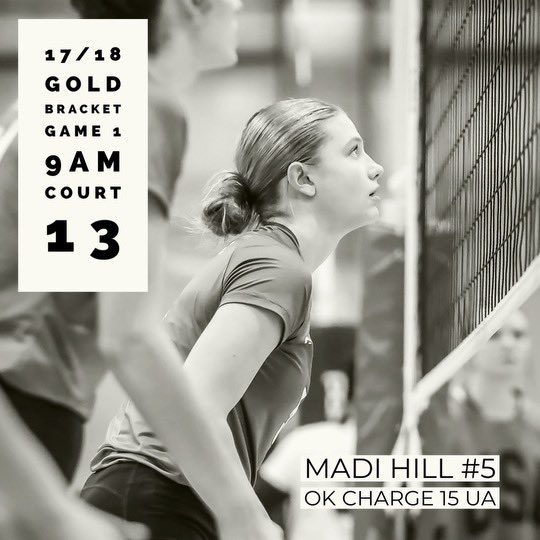 Madi__Hill's tweet photo. Road to gold starts at 9am, rise and shine! We welcomed the challenge of playing up 2 age divisions and went 3-0 during pool play!
#volleyball #multisportathlete #OKCharge
@OKCharge_vb
@PrepDigOK
@PrepDig
@usavolleyball
@PrepDigChris
@vball_fan_
@uanextvball https://t.co/pM4wlk0A6i