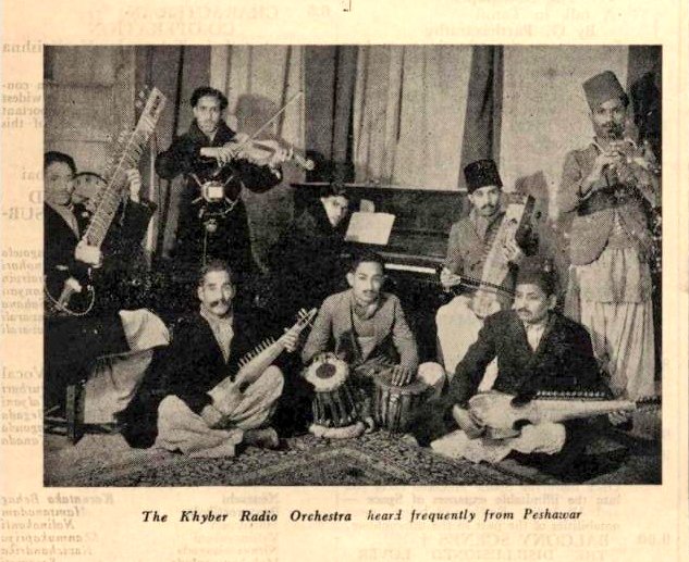 The Khyber Radio Orchestra ft. musicians with sitar, violin, sarod, piano, tabla, rabab, sarangi and shehnai
- All India Radio (January 1939)